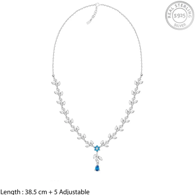 Silver Blue Daisy Necklace