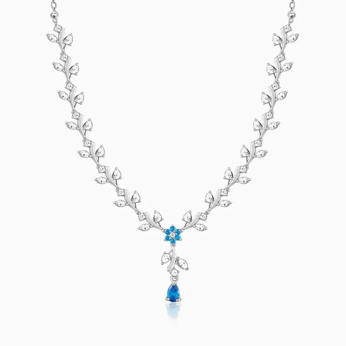 Silver Blue Daisy Necklace