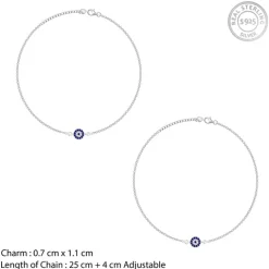 Silver Blue Evil Eye Anklet
