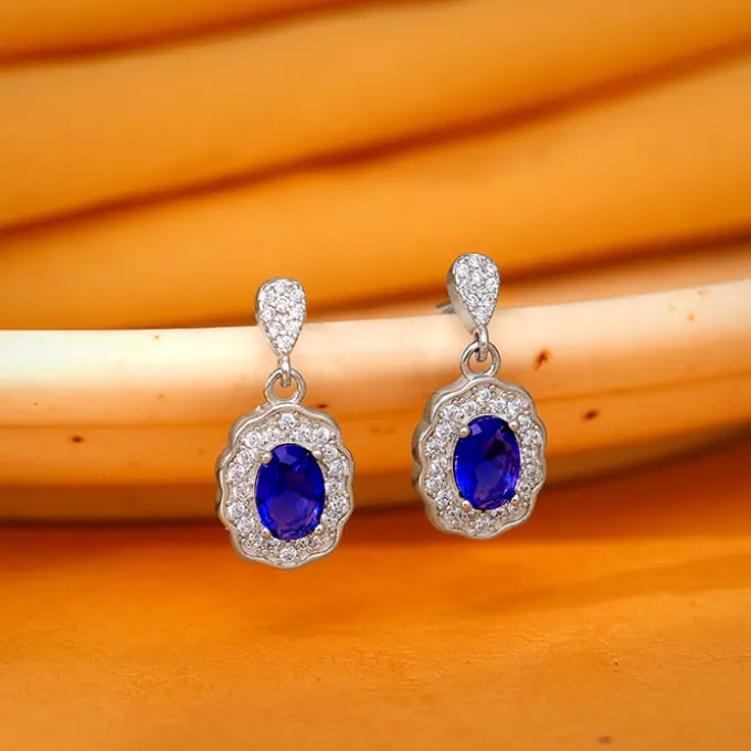 Silver Blue Floret Earrings