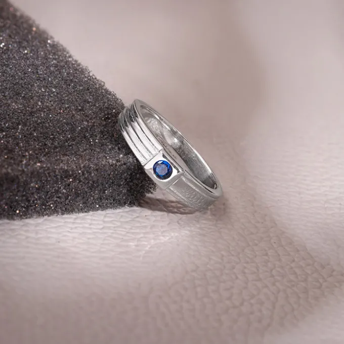 Silver Blue Horizon Ring For Him