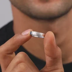 Silver Blue Horizon Ring For Him
