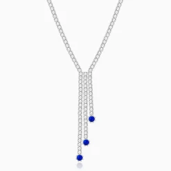 Silver Blue Lariat Necklace