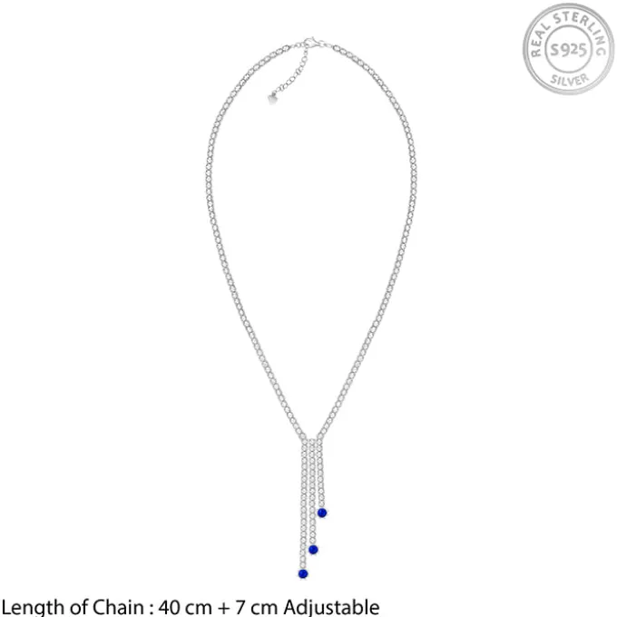 Silver Blue Lariat Necklace