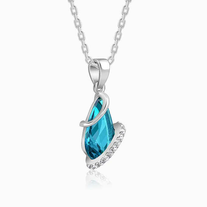 Silver Blue Night Pendant With Link Chain