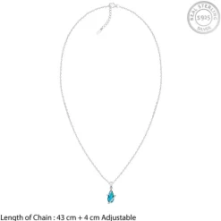 Silver Blue Night Pendant With Link Chain