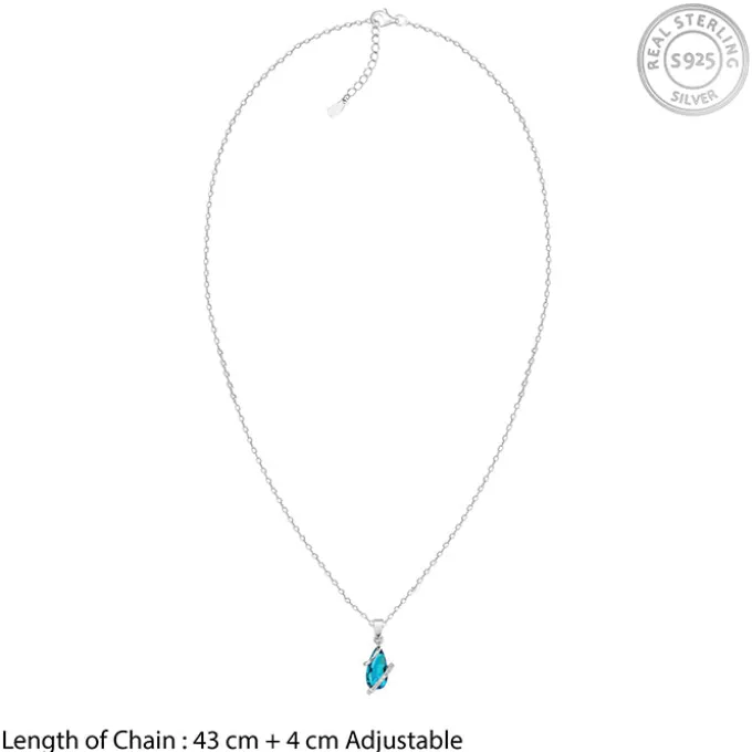 Silver Blue Night Pendant With Link Chain