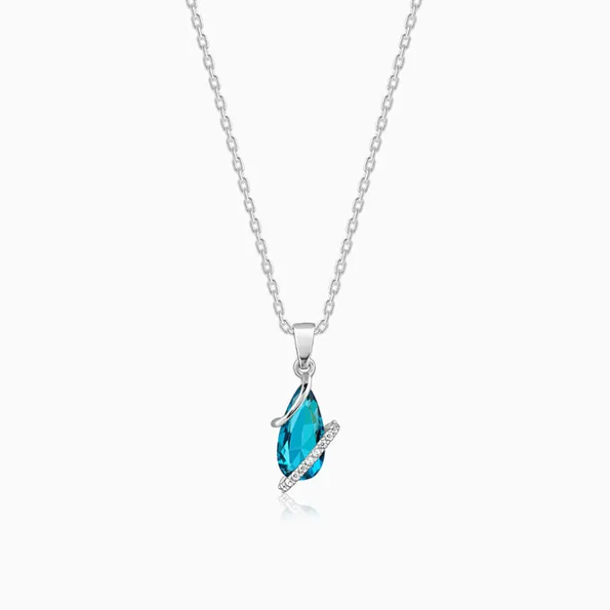 Silver Blue Night Pendant With Link Chain