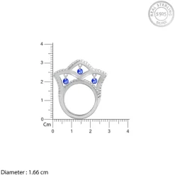 Silver Blue Regal Crown Ring