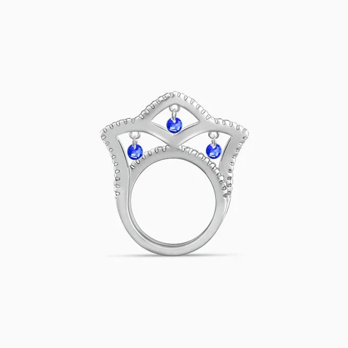 Silver Blue Regal Crown Ring