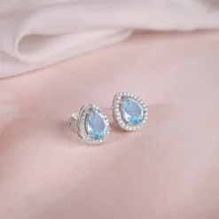 Silver Blue Topaz Studs