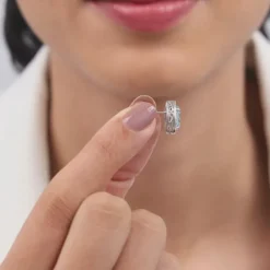 Silver Blue Topaz Studs