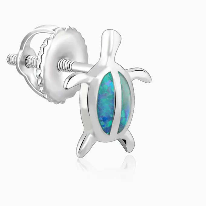 Silver Blue Turtle Studs