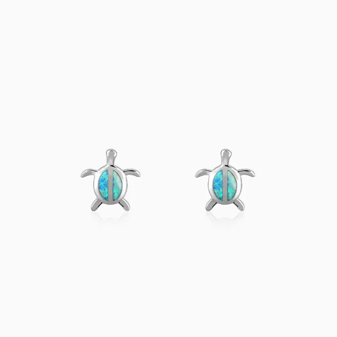 Silver Blue Turtle Studs