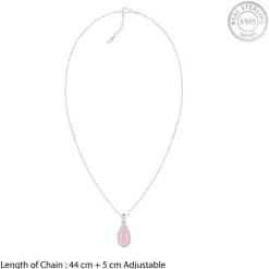Silver Blush Aura Drop Pendant With Link Chain