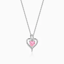 Silver Blush Embrace Pendant With Link Chain