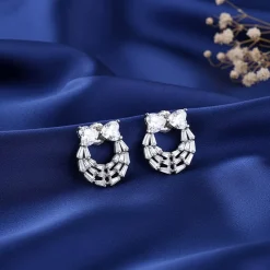 Silver Bow Heart Earrings
