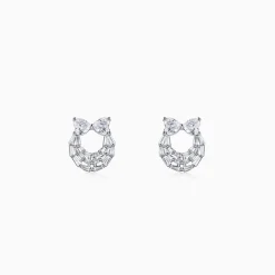 Silver Bow Heart Earrings