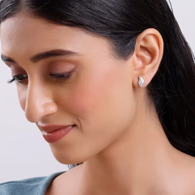 Silver Breeze Leaf Earrings