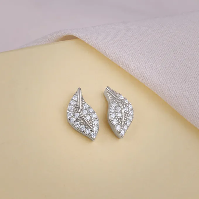 Silver Breeze Leaf Earrings