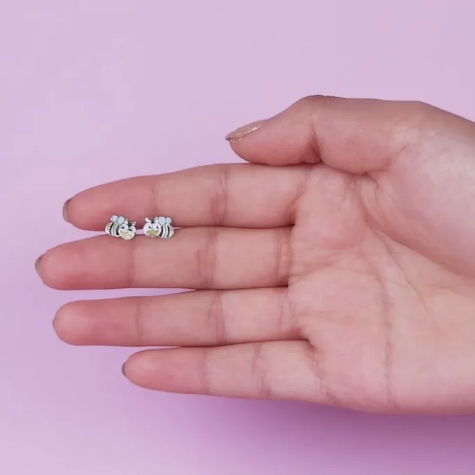 Silver Busy Bee Kids Earrings (4-12 yrs)