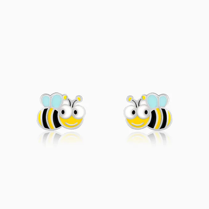 Silver Busy Bee Kids Earrings (4-12 yrs)