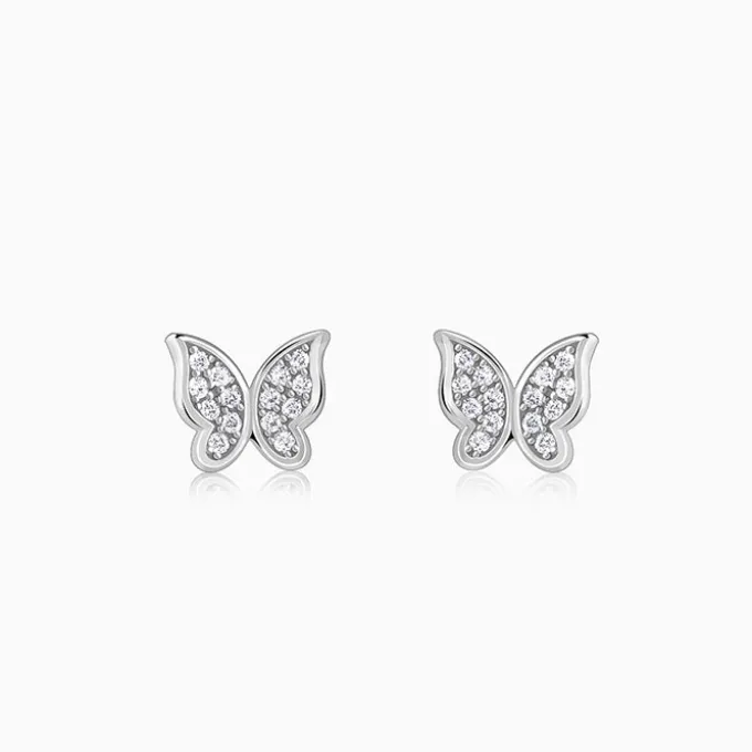 Silver Butterfly Bliss Stud Earrings