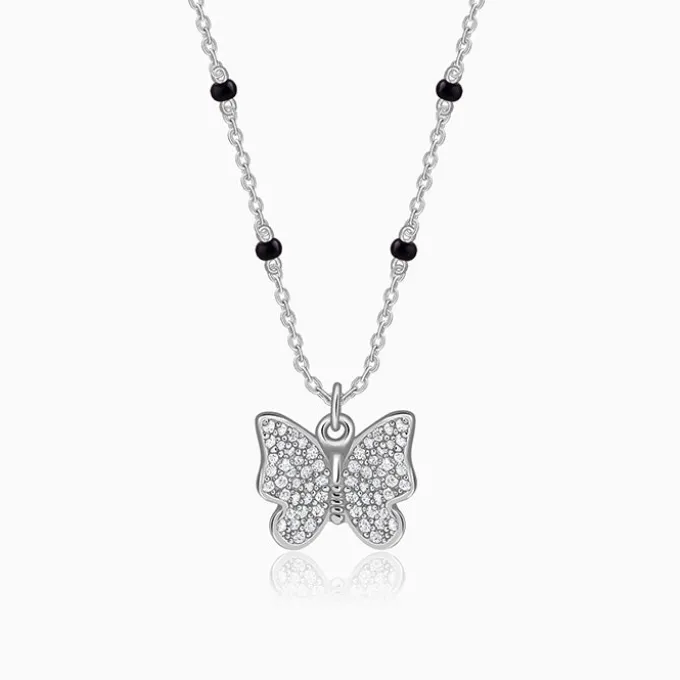 Silver Butterfly Bloom Necklace
