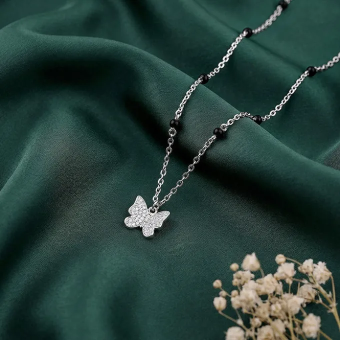 Silver Butterfly Bloom Necklace