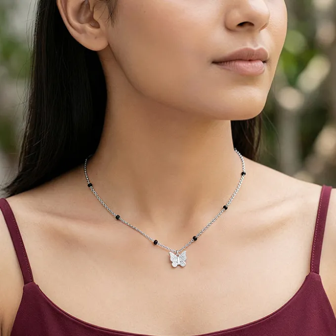 Silver Butterfly Bloom Necklace