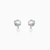 Silver Butterfly Pause Pearl Drop Earrings