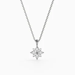 Silver Celeste Floral Pendant with Link Chain