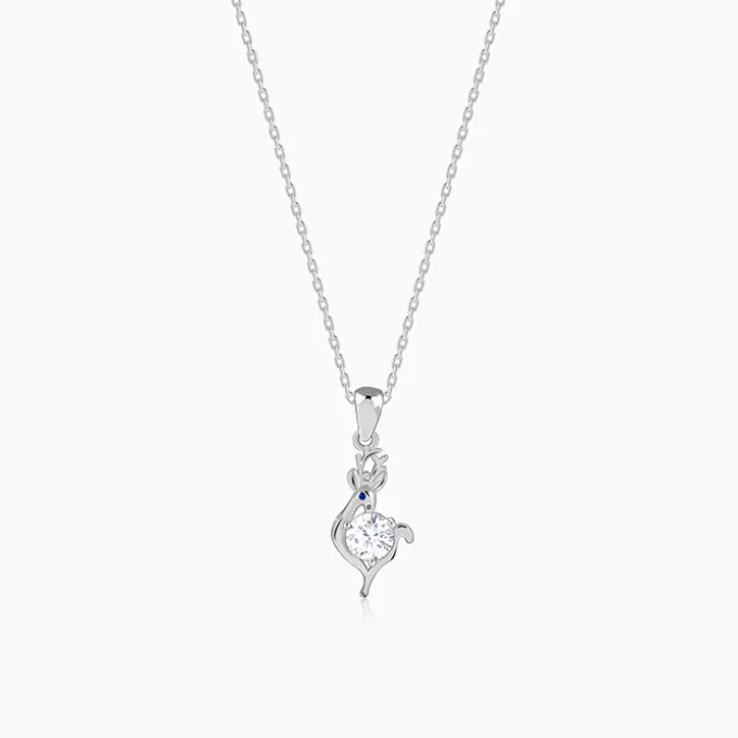 Silver Celestial Fawn Pendant With Link Chain