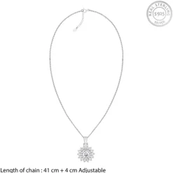 Silver Celestial Floral Pendant With Box Chain