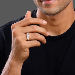 Silver Celestial Grid Ring For Him