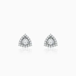 Silver Centre Point Stud Earrings