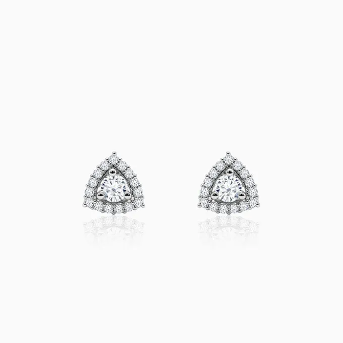 Silver Centre Point Stud Earrings