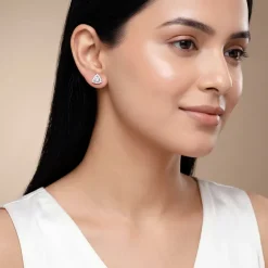 Silver Centre Point Stud Earrings