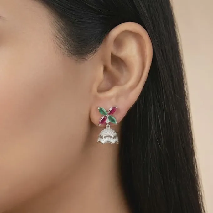 Silver Chandrika Jhumki