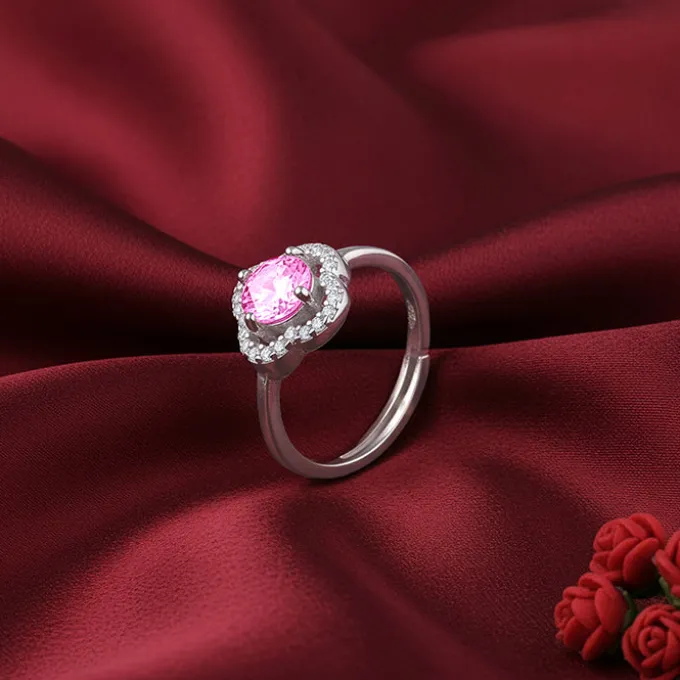 Silver Charm in Clover Ring