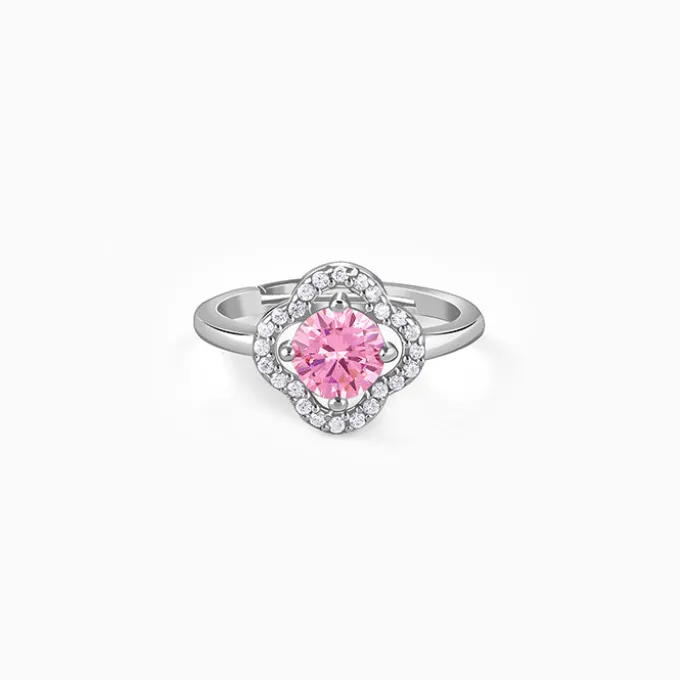 Silver Charm in Clover Ring