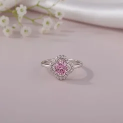 Silver Charm in Clover Ring