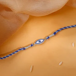 Silver Charming Evil Eye Rakhi