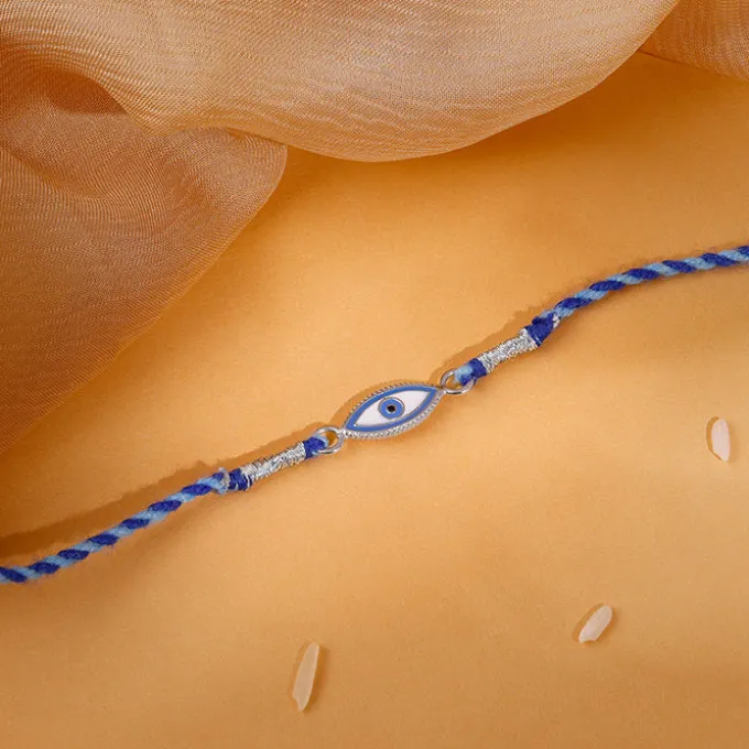 Silver Charming Evil Eye Rakhi