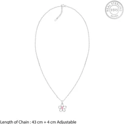 Silver Cherished Flower Pendant With Link Chain