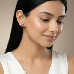 Silver Cherry Charm Earrings