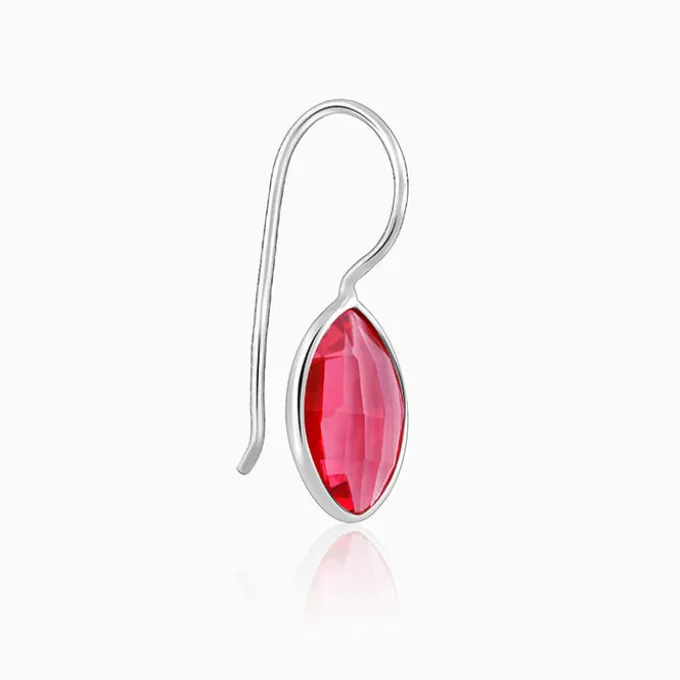Silver Cherry Pink Crystal Earrings