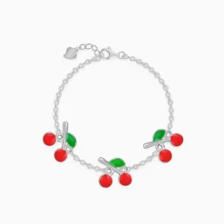 Silver Cherry Red Kids Bracelet (0 - 2 Years)