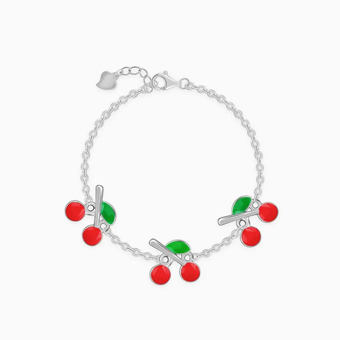 Silver Cherry Red Kids Bracelet (0 - 2 Years)