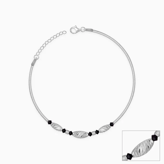 Silver Chrome Beaded Anklet